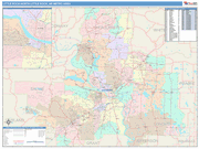 Little Rock-North Little Rock-Conway Metro Area Wall Map Color Cast Style
